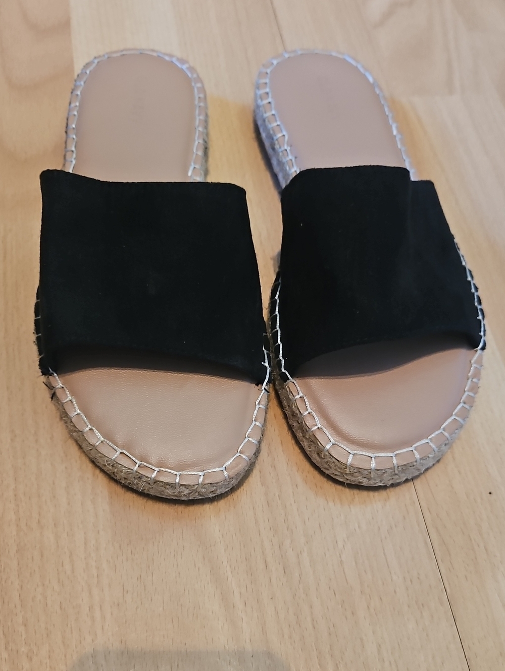 Old Navy Classic Black Faux Suede Espadrille Slide Mule Size 9